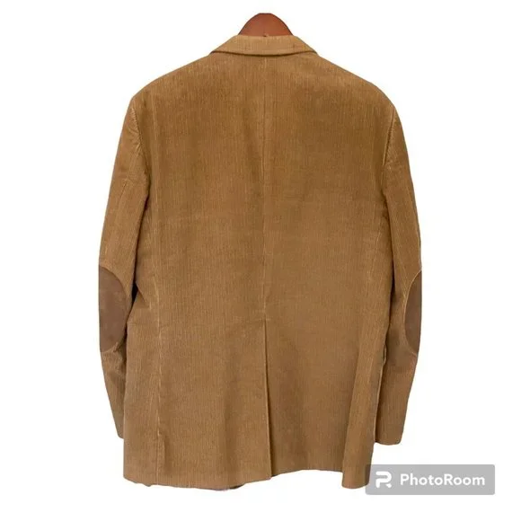 Garrison Park Men's 46R Vintage Tan Brown Corduroy Blazer W/ Elbow Patches - Picture 2 of 11